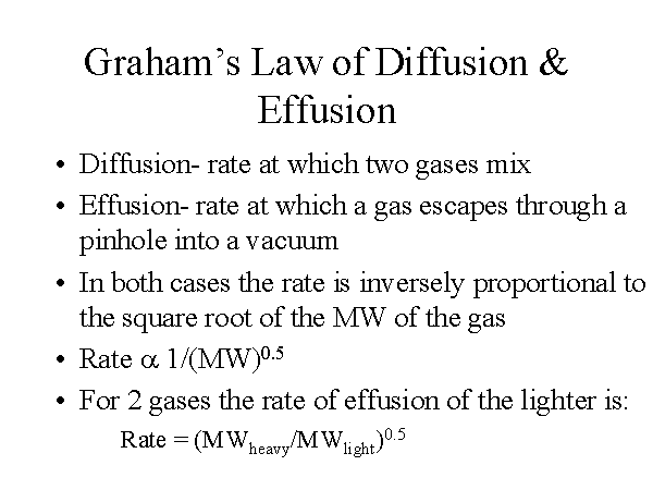 Graham s Law of Diffusion Effusion