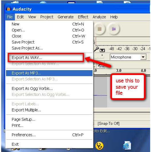 using the save menu