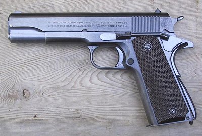 M1911 Colt .45 Automatic, the sidearm of US soldiers in WWII.