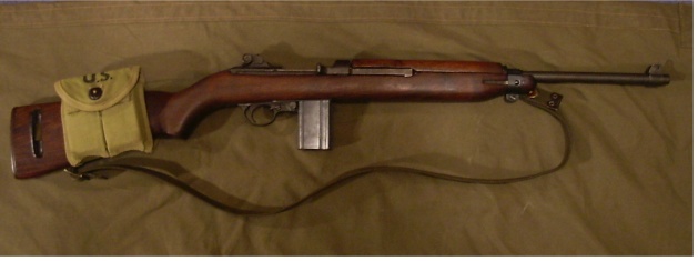 M1 Carbine, the idea was for the M1 Carbine to eventaully replace the pistol as a soldiers side arm due to its compact size.