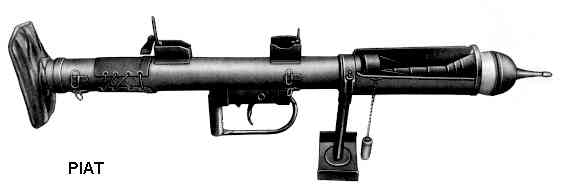 The Piat is an anti-tank one man operated rocket weapon.