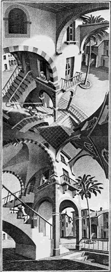 High and Low by M.C. Escher.